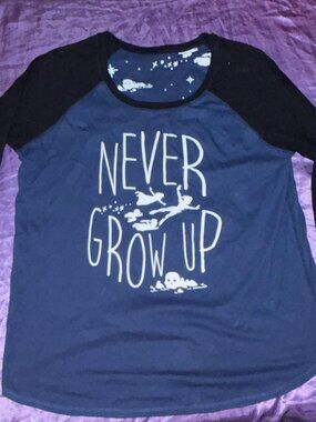 Peter Pan Reversible Long Sleeve Shirt Large Never Grow Up Disney Tee